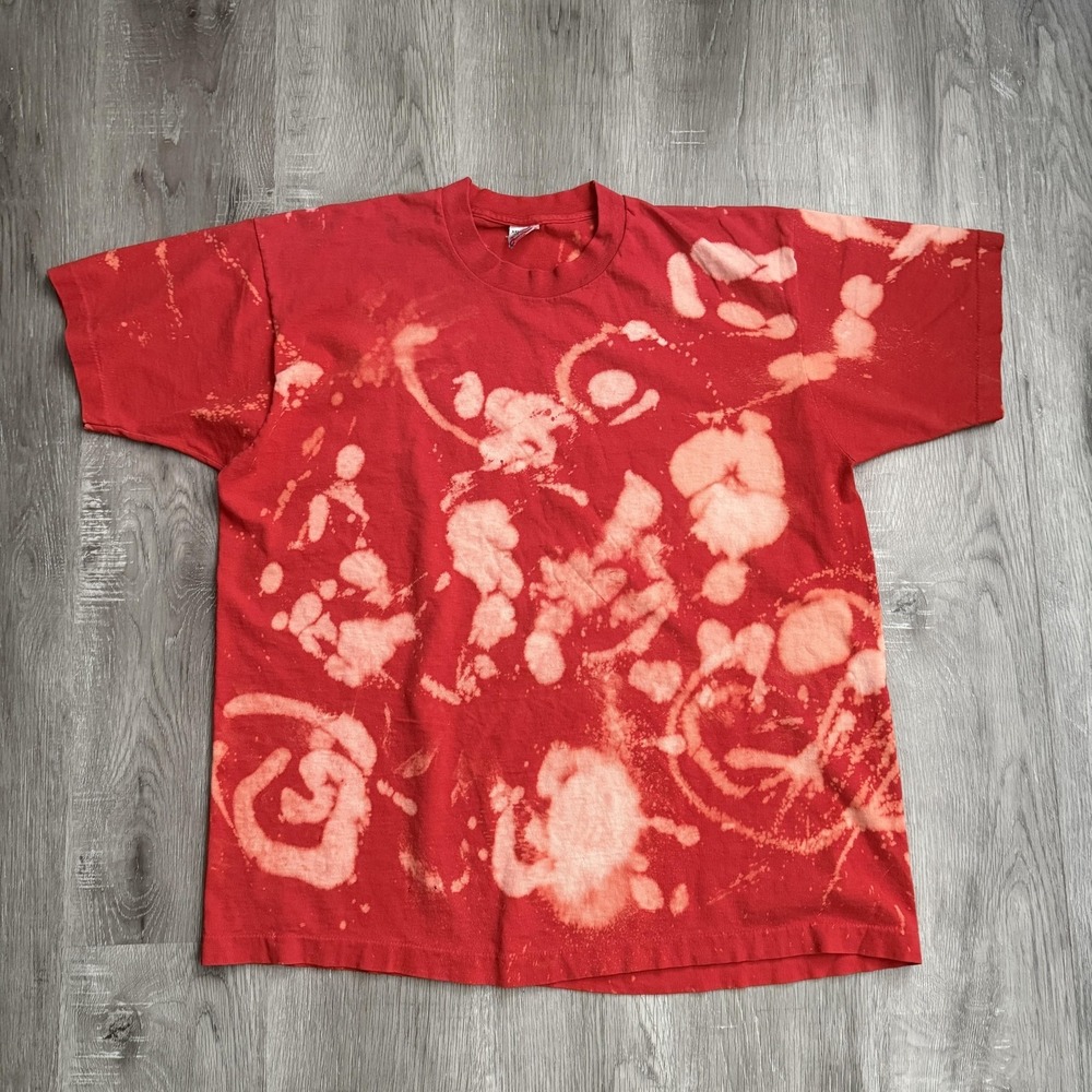 Vintage Bleach Dyed Shirt Mens XXL Fruit Of The Loom Distressed Grunge Tie Dye